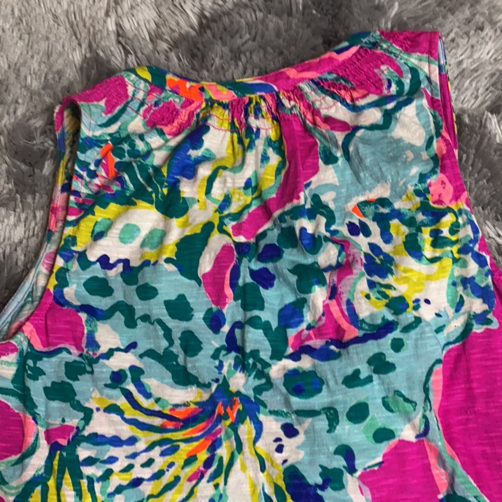 Lilly Pulitzer Pink Blue Essie Button Sleeveless Top Size X-Small - Picture 11 of 13